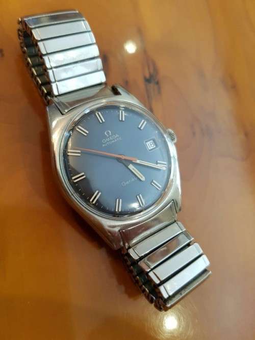 A SPECTACULAR, RARE VINTAGE OMEGA GENEVE AUTOMATIC "BLUE LIZARD" GENTS WRIST WATCH w/ A 558 MOVEMENT