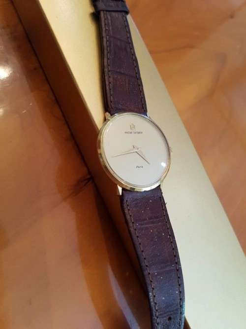 A BEAUTIFUL VINTAGE MICHEL HERBELIN (MODEL 2614) GOLD PLATED GENTS SLIMLINE DRESS WATCH