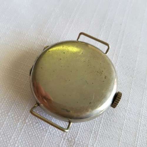 A WONDERFUL ANTIQUE (cWW1) ENGLISH MADE "ESCORT" GENTS STEEL TRENCH WATCH WITH A NEW LEATHER STRAP