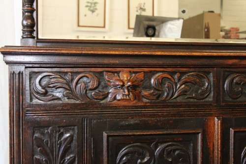 A magnificent antique Gothic Renaissance English Oak "Buffet-A-Deux Corpus" cabinet | RS17