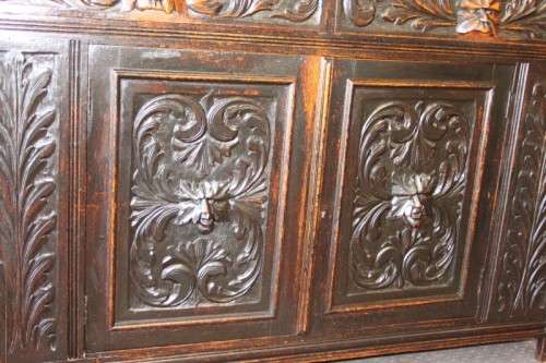 A magnificent antique Gothic Renaissance English Oak "Buffet-A-Deux Corpus" cabinet | RS17