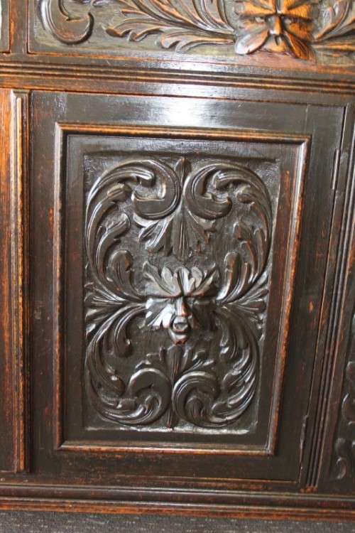 A magnificent antique Gothic Renaissance English Oak "Buffet-A-Deux Corpus" cabinet | RS17