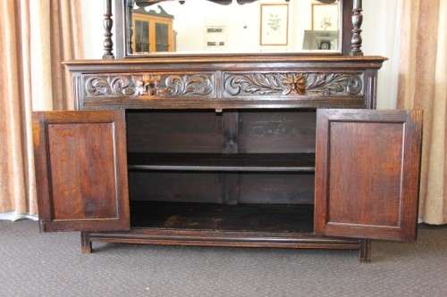 A magnificent antique Gothic Renaissance English Oak "Buffet-A-Deux Corpus" cabinet | RS17