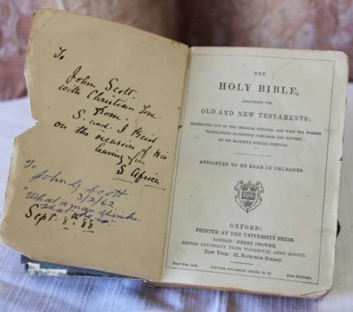 AN INCREDIBLE ANTIQUE (c1883) "OXFORD" HOLY BIBLE WITH LOADS OF CHARACTER AND CHARM