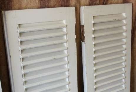 A FANTASTIC PAIR OF "WHITE" SOLID TEAK WINDOW "SHUTTERS" IN GREAT CONDITION