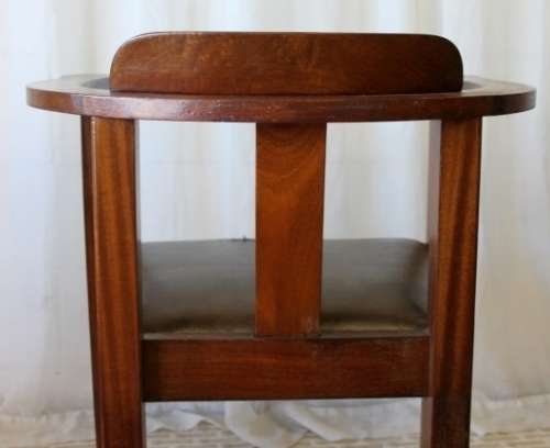 TWO STUNNING ANTIQUE SOLID TEAK CAPTAIN'S CHAIRS WITH PERIOD VINYL SEATS IN GOOD CONDITION bid/chair