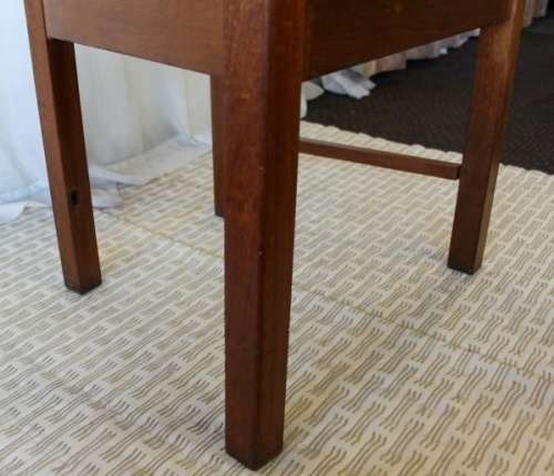 TWO STUNNING ANTIQUE SOLID TEAK CAPTAIN'S CHAIRS WITH PERIOD VINYL SEATS IN GOOD CONDITION bid/chair