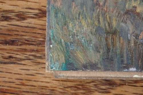 AN EXQUISITELY PAINTED ORIGINAL K.J FOURE OIL ON BOARD LANDSCAPE PAINTING OF A ''DUTCH COTTAGE''