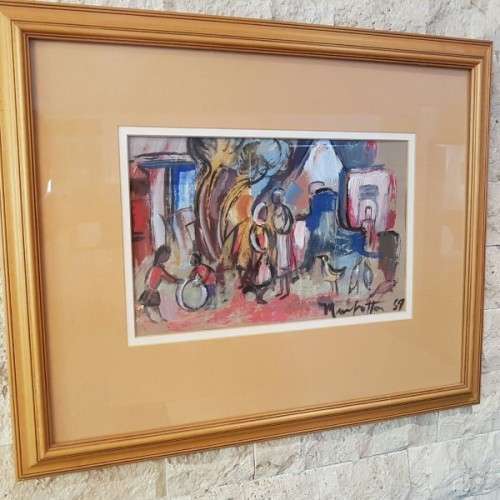 An incredible original signed & framed Dirk Adriaan Meerkotter mixed media "rural scene" painting