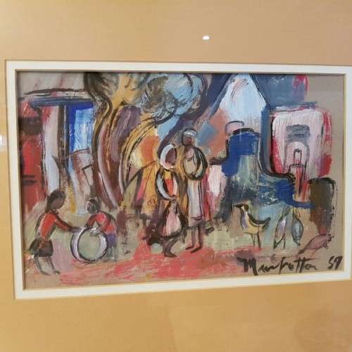 An incredible original signed & framed Dirk Adriaan Meerkotter mixed media "rural scene" painting