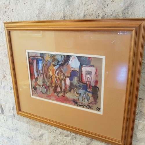 An incredible original signed & framed Dirk Adriaan Meerkotter mixed media "rural scene" painting