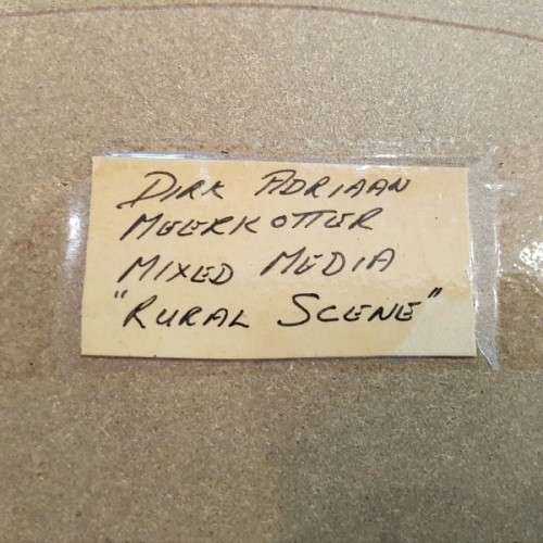 An incredible original signed & framed Dirk Adriaan Meerkotter mixed media "rural scene" painting