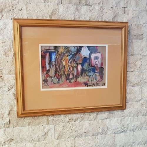 An incredible original signed & framed Dirk Adriaan Meerkotter mixed media "rural scene" painting