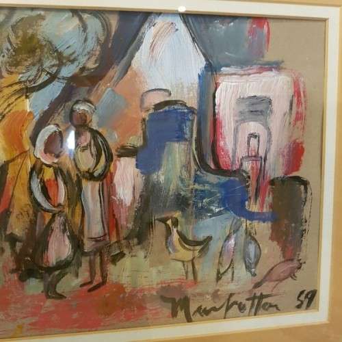 An incredible original signed & framed Dirk Adriaan Meerkotter mixed media "rural scene" painting