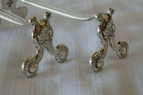 2x magnificent Christofle "Coquille Vendome Shell" Porte Couteaux silver plated knife rests | RS17