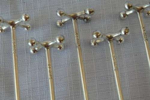 9x SPECTACULAR RARE ANTIQUE GERMAN KOCH & BERGFELD 800 SILVER JACK ENDED KNIFE RESTS! price/each