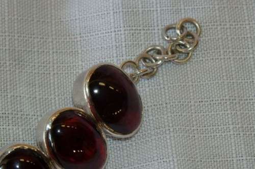 A FABULOUS BROAD CHUNKY SILVER LADIES BRACELET WITH TEN (LARGE) OVAL RED SARDONYX STONES