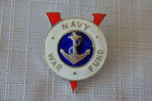 A FANTASTIC AND RARE WW2 ENAMELLED SILVER "THE WAR NAVY FUND" BADGE IN AMAZING CONDITION