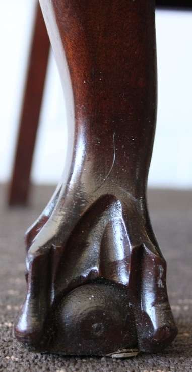 TWO AMAZING VINTAGE SOLID IMBUIA "WICKER BACK" BALL & CLAW OCCASIONAL CHAIRS  bid/chair