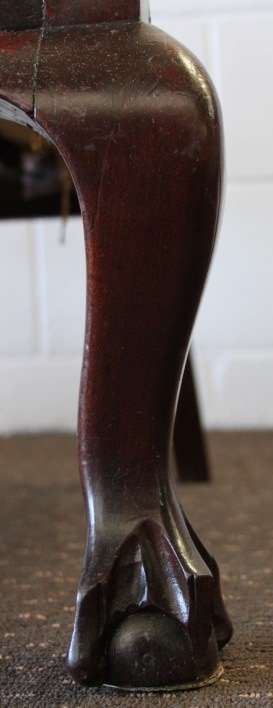 TWO AMAZING VINTAGE SOLID IMBUIA "WICKER BACK" BALL & CLAW OCCASIONAL CHAIRS  bid/chair