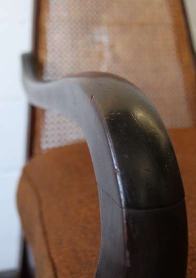 TWO AMAZING VINTAGE SOLID IMBUIA "WICKER BACK" BALL & CLAW OCCASIONAL CHAIRS  bid/chair