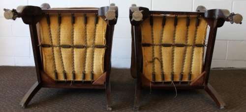 TWO AMAZING VINTAGE SOLID IMBUIA "WICKER BACK" BALL & CLAW OCCASIONAL CHAIRS  bid/chair