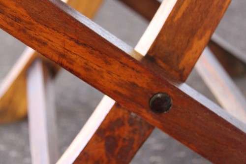 Five amazing modern wooden outdoor folding chairs in superb condition - bid/chair