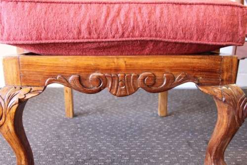 Two beautiful solid Stink Wood Ball & Claw occasional arm chairs with wicker backrests!!! bid/chair