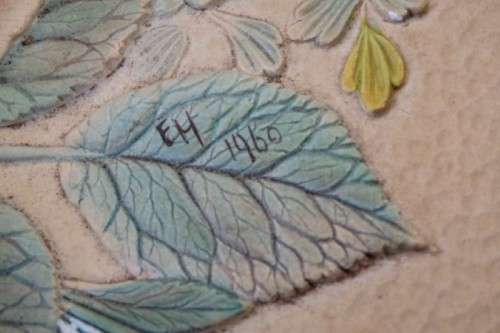 A beautiful signed hand-painted vintage 3D chalk-ware plaque of ''ROSES'' by W.H. Bossons RS17