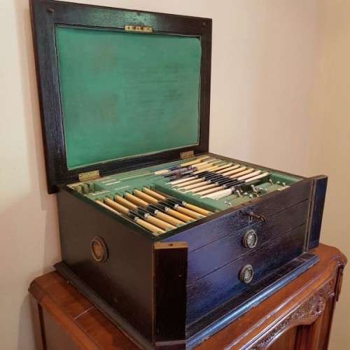 A spectacular antique Hallmarked sterling silver Walker & Hall boxed 12 place setting cutlery set