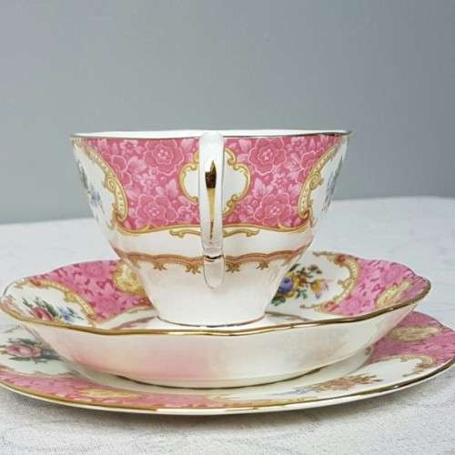 A spectacular Royal Albert Fine Bone China "Lady Carlyle" collection trio in pristine condition