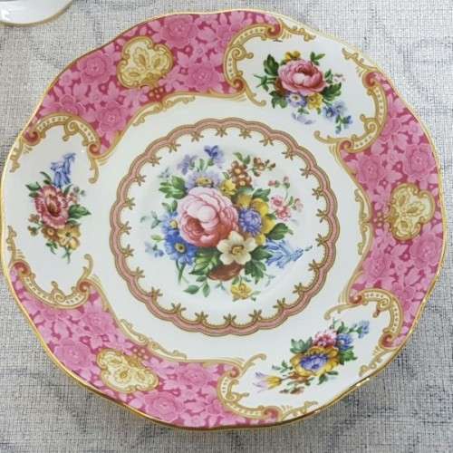 A spectacular Royal Albert Fine Bone China "Lady Carlyle" collection trio in pristine condition