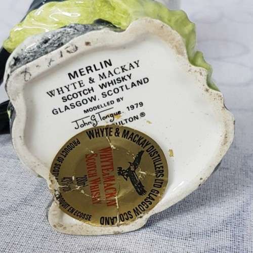 A rare vintage Royal Doulton "Whyte & Mackay Scotch Whiskey" "Merlin" SEALED porcelain decanter
