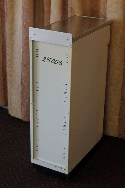 An awesome vintage "Retro" multi-purpose single door metal cabinet with a stainless steel top