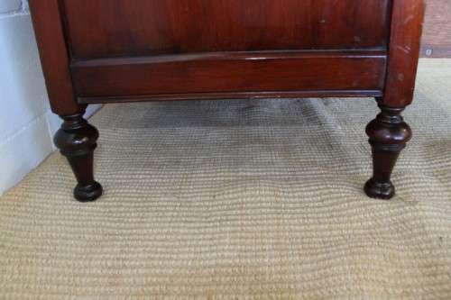 A magnificent solid teak tri-folding mirror dressing table w/ four drawers & marquetry detail