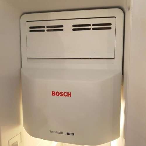 An awesome Bosch #Kan58A70 stainless steel side-by-side fridge/ freezer with water & ice dispenser