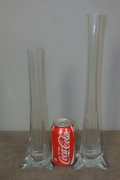 2x Gorgeous Tall Slender "Single Stem" Glass Vases with awesome thick bases - Bid/Vase
