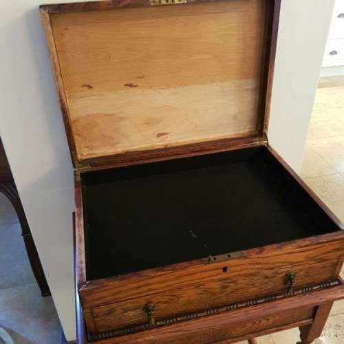An extremely rare Victorian antique oak cutlery canteen (caddy) table stand in remarkable condition