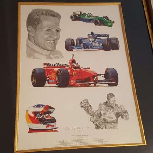 Stunning collectable framed "Tribute to Michael Schumacher" print by Stuart McIntyre RS17