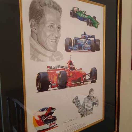 Stunning collectable framed "Tribute to Michael Schumacher" print by Stuart McIntyre RS17