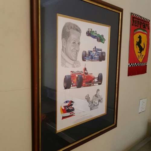 Stunning collectable framed "Tribute to Michael Schumacher" print by Stuart McIntyre RS17