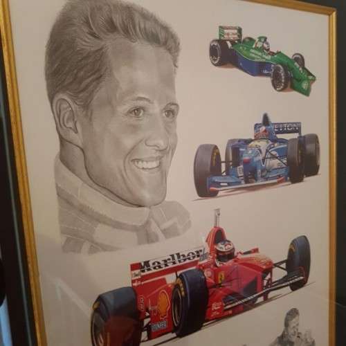 Stunning collectable framed "Tribute to Michael Schumacher" print by Stuart McIntyre RS17