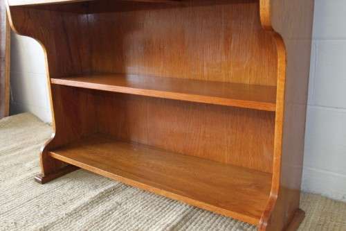 An incredible vintage solid oak roll top writing bureau with pull out writing top - very compact!