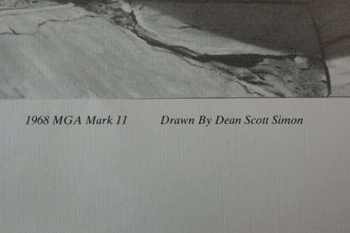 A wonderful black and white print of a 1968 MGA Mark II by Dean Scott Simon -  RS17