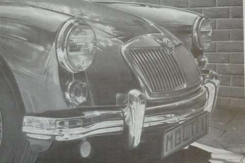 A wonderful black and white print of a 1968 MGA Mark II by Dean Scott Simon -  RS17