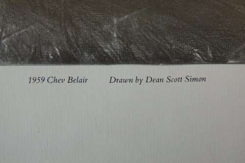 A sensational black & white print of a 1959 Chev Belair by Dean Scott Simon - RS17