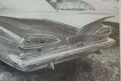 A sensational black & white print of a 1959 Chev Belair by Dean Scott Simon - RS17