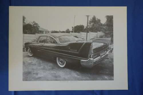 A signed limited edition print (no. 224/ 250) of a 1958 Plymouth Belve by Dean Scott Simon RS17