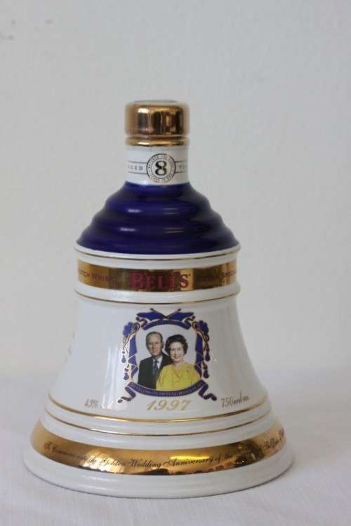 An exceptionally rare "Bells 8 year" Queen Elizabeth's 50th Anniversary commemorative decanter