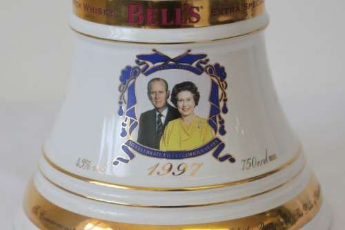 An exceptionally rare "Bells 8 year" Queen Elizabeth's 50th Anniversary commemorative decanter